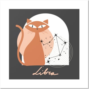 Libra Zodiac Cat Modern Astrology Horoscope Kitty Posters and Art